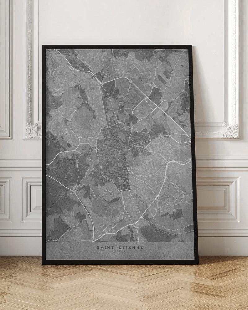 Gray vintage map of Saint Etienne France Poster