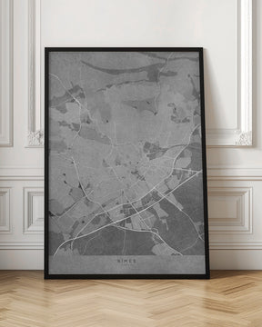 Gray vintage map of Nîmes France Poster