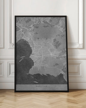 Gray vintage map of Marseille France Poster