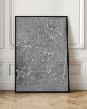 Gray vintage map of Dijon downtown France Poster