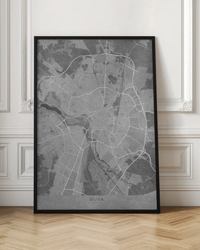 Gray vintage map of Dijon France Poster