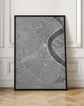 Gray vintage map of Bordeaux downtown France Poster