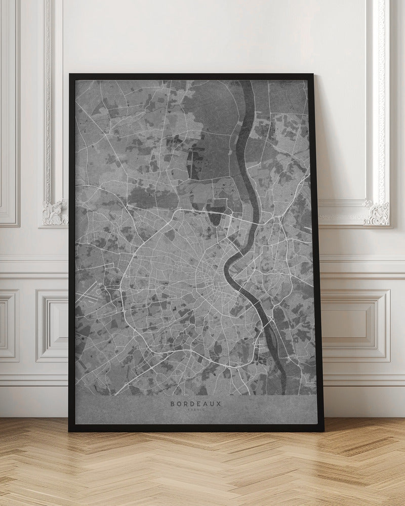 Gray vintage map of Bordeaux France Poster