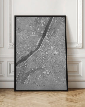 Gray vintage map of Angers downtown France Poster