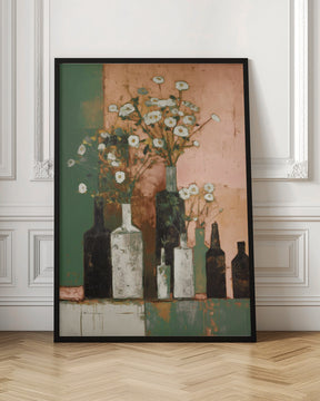 Bottles And Flowers Poster