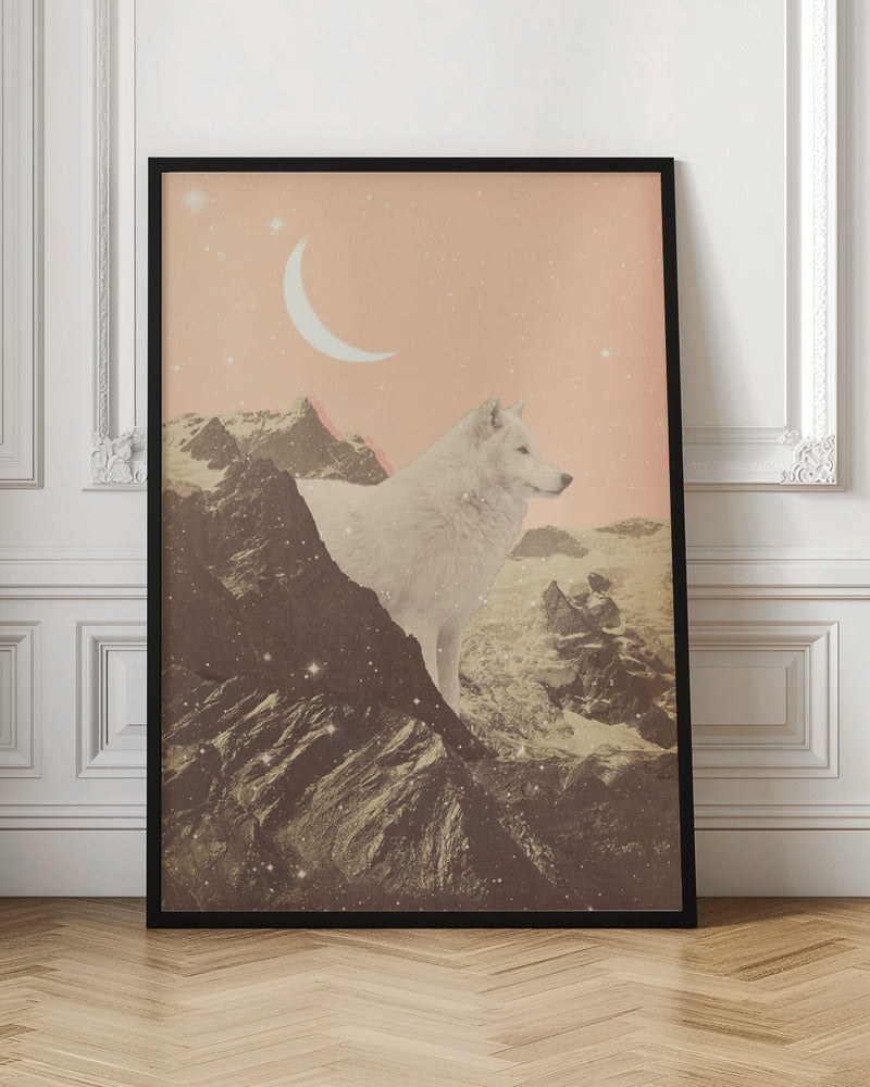 Giant White Wolf In Mountains Poster