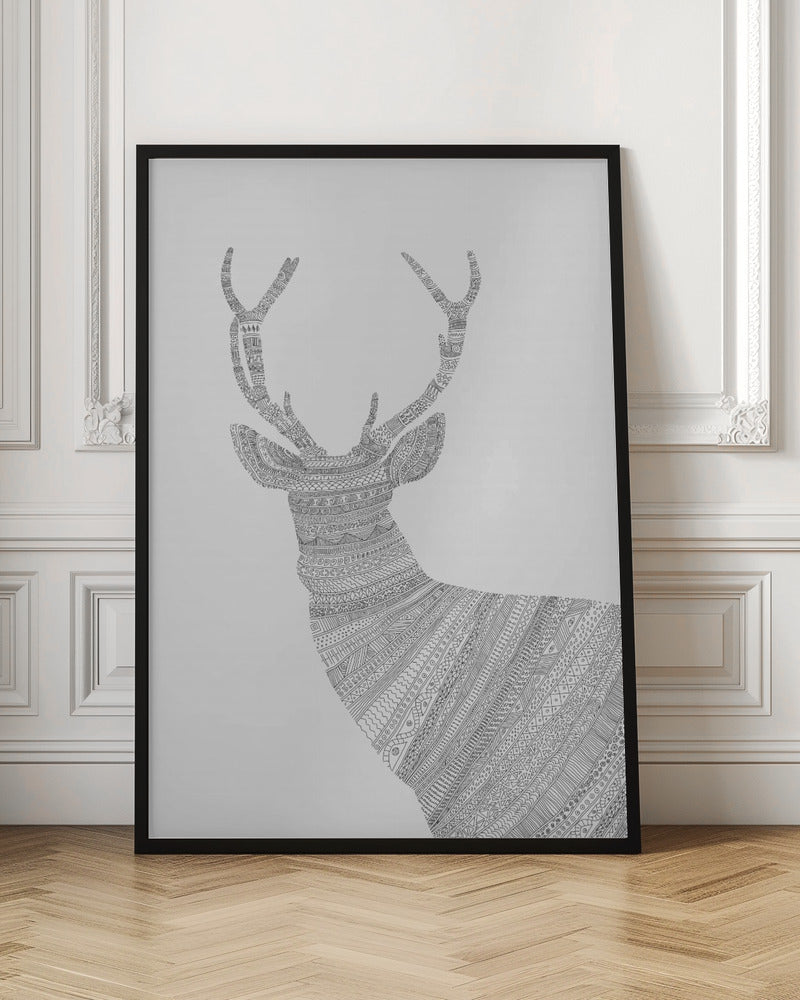 Stag Grey Poster