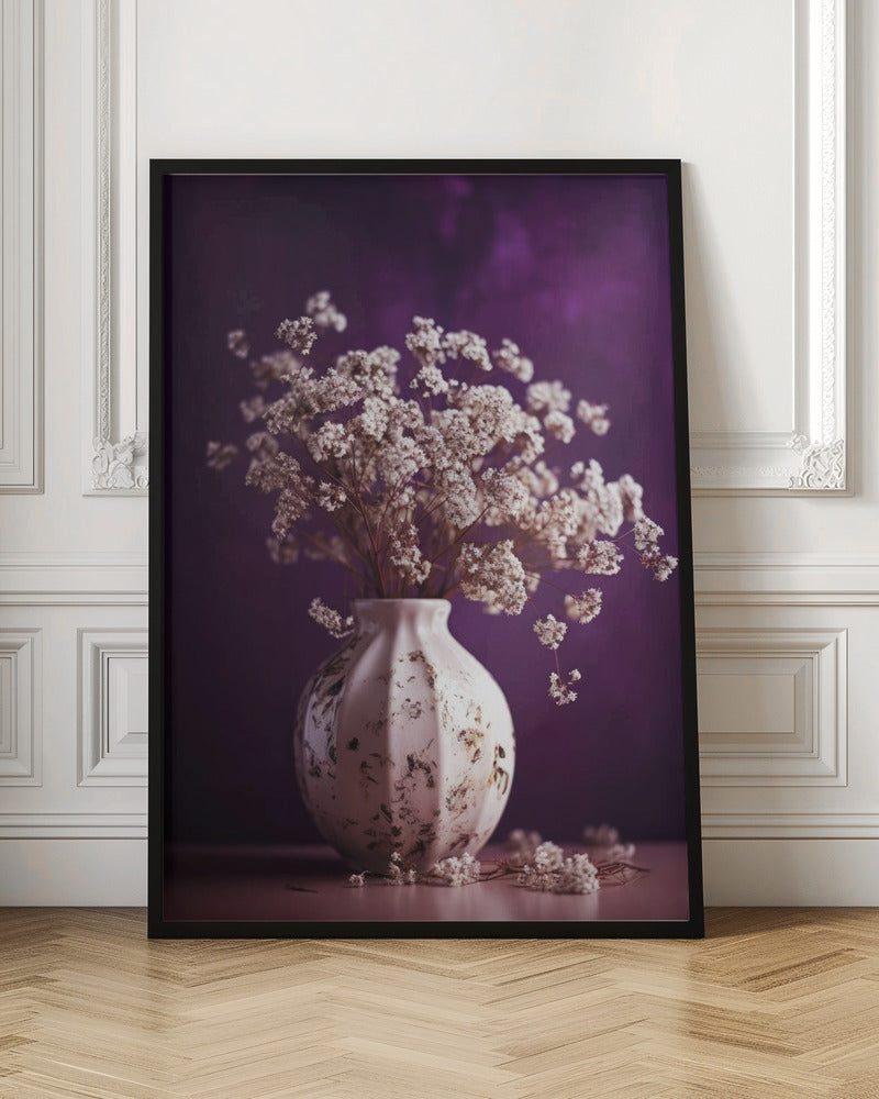 Dry Flowers On Purple Background Poster