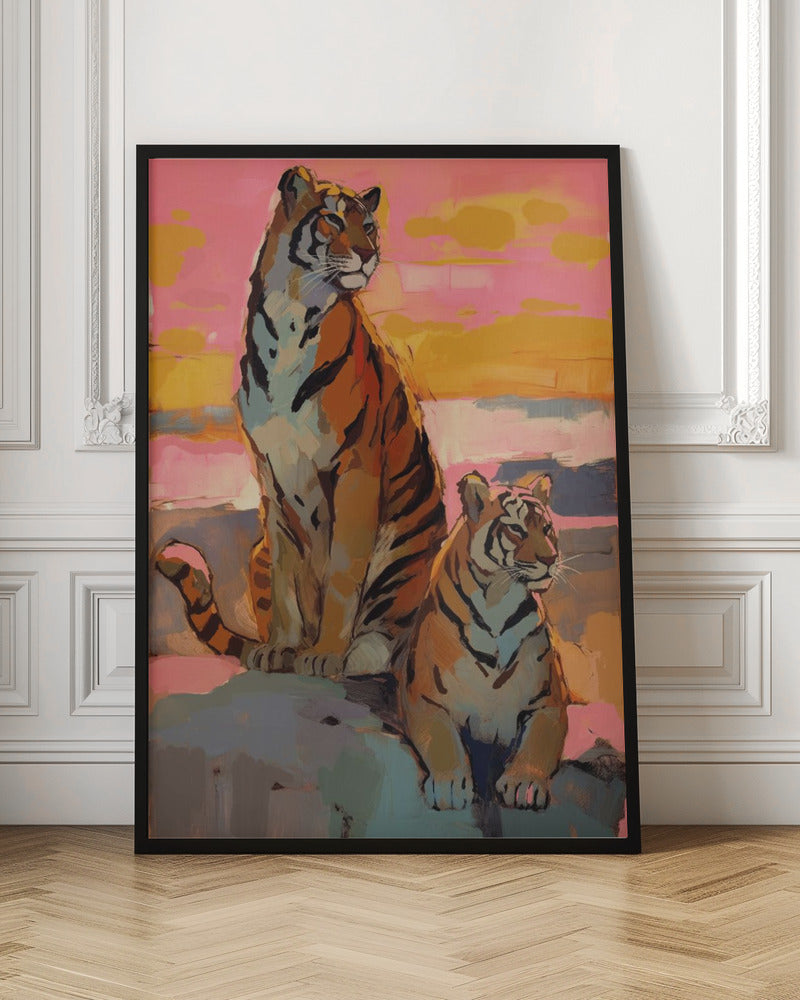 Tigers At Sunset Poster