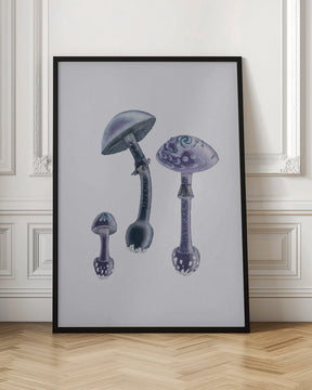 Amanita Muscaria  White Backgound Purple Poster