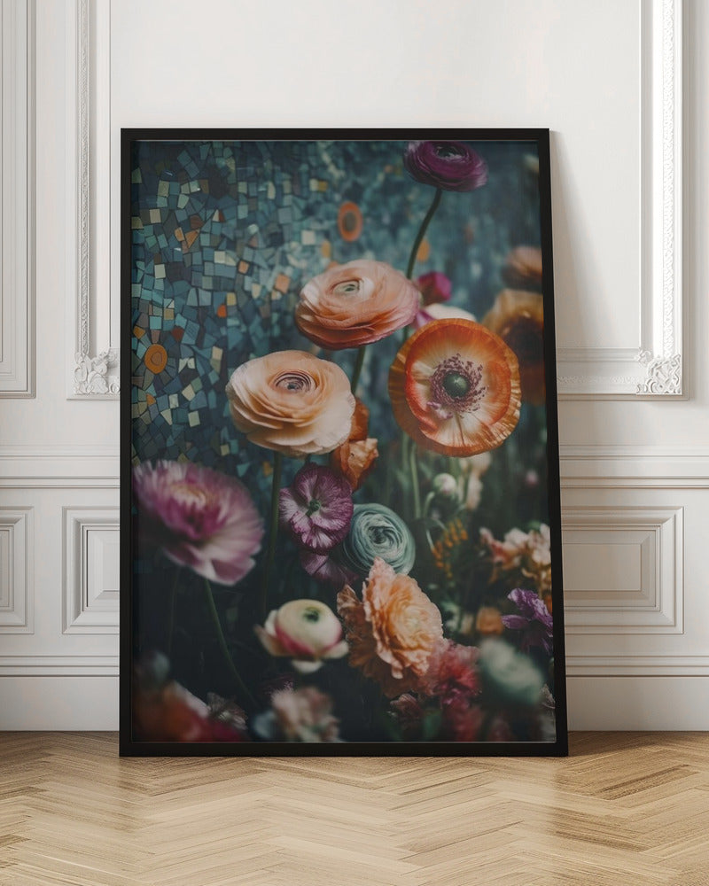 Flowers And Mosaic Poster