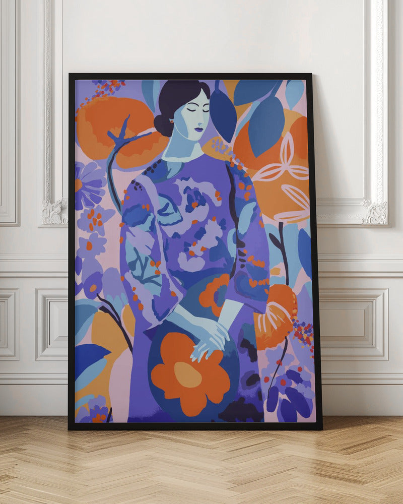 Woman In Flower Garden Poster