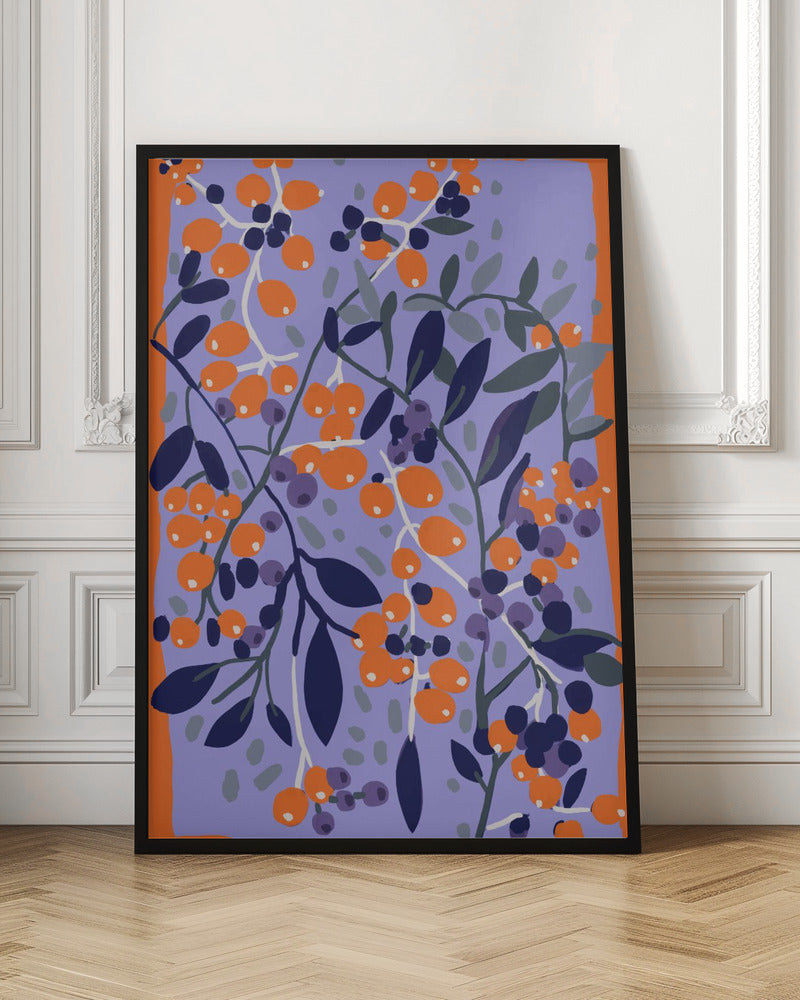 Blue And Orange Berries Poster