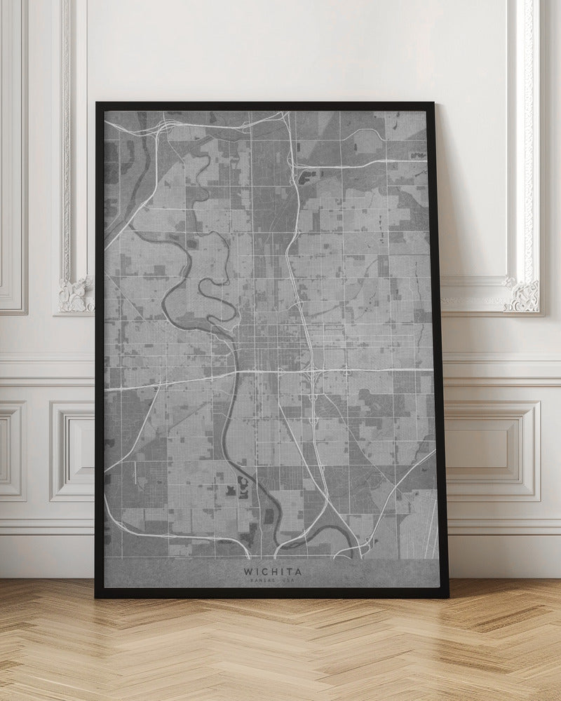 Map of Wichita (Kansas, USA) in gray vintage style Poster