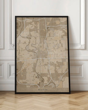 Map of Wichita (Kansas, USA) in sepia vintage style Poster