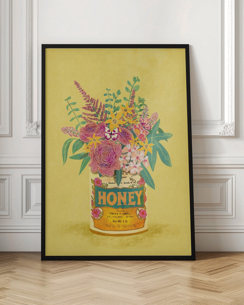 Flowers In a vintage Honey Can Poster