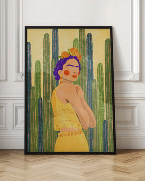 Frida and cacti Poster