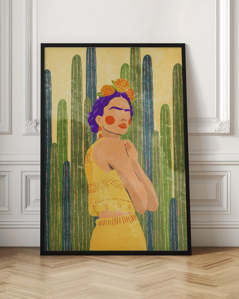 Frida and cacti Poster