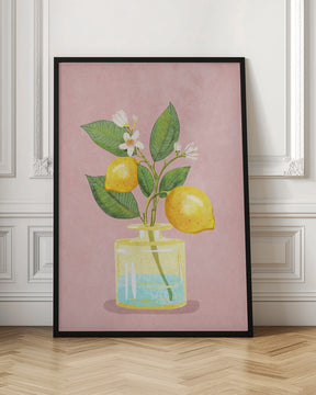 Lemon Bunch In Vase Poster