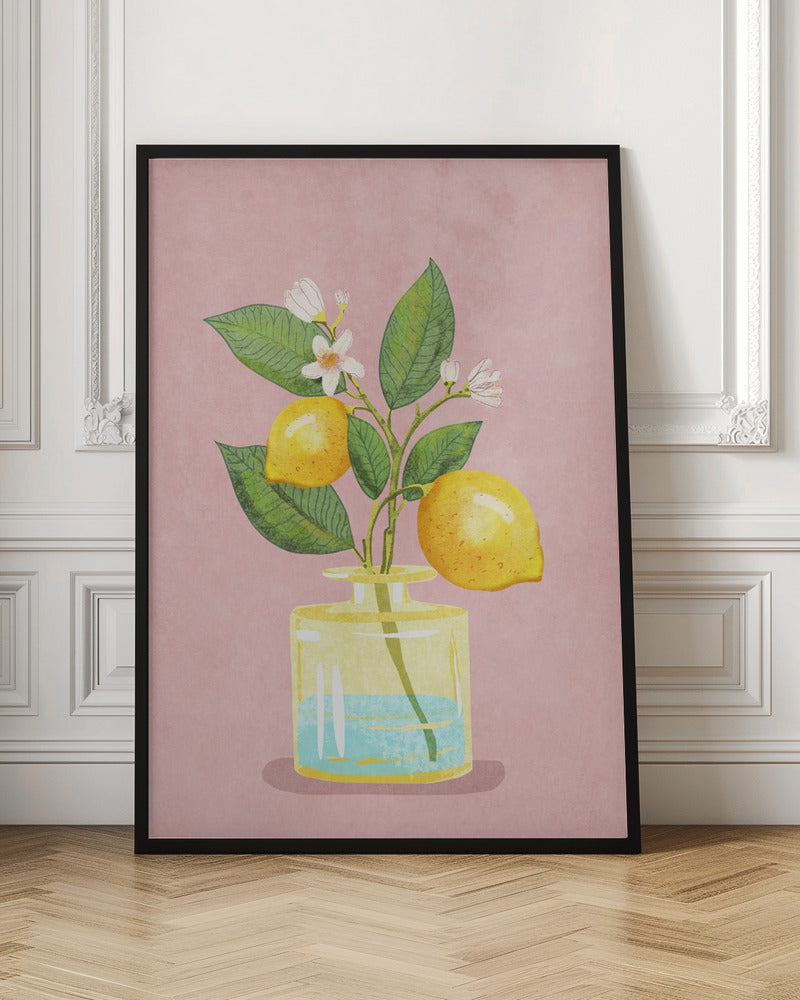 Lemon Bunch In Vase Poster