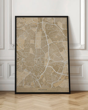 Map of Madrid (Spain) in sepia vintage style Poster