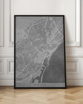 Map of Barcelona (Spain) in gray vintage style Poster