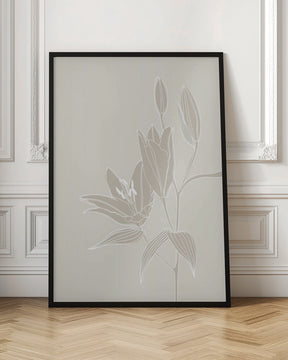 Line art lillies in white Poster