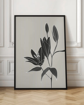 Line art lillies in black Poster