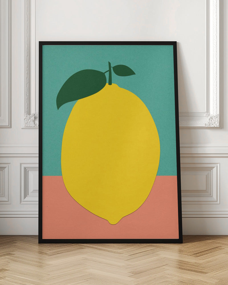 Lemon With Two Leaves Poster