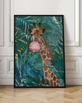 Bubblegum giraffe in the jungle Poster