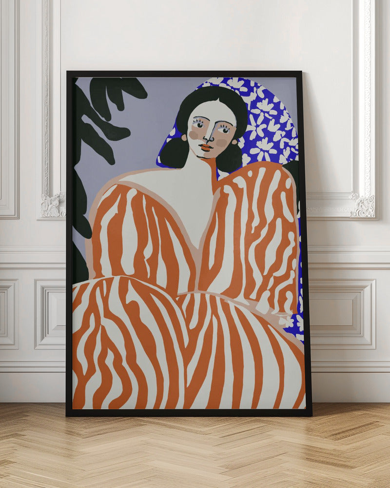 Woman In Striped Suit Poster