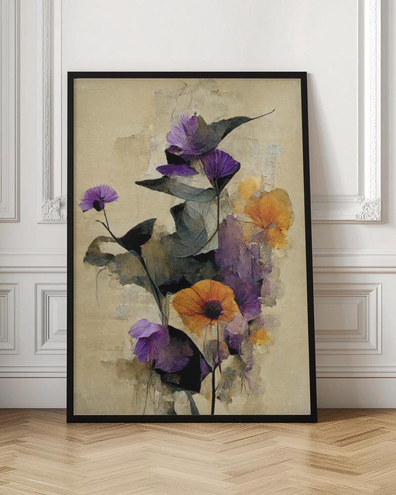 Purple Dry Flowers Poster