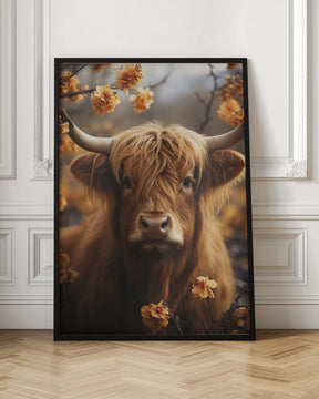 Bull And Flowers Poster