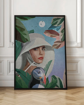 Puffin and Woman Poster