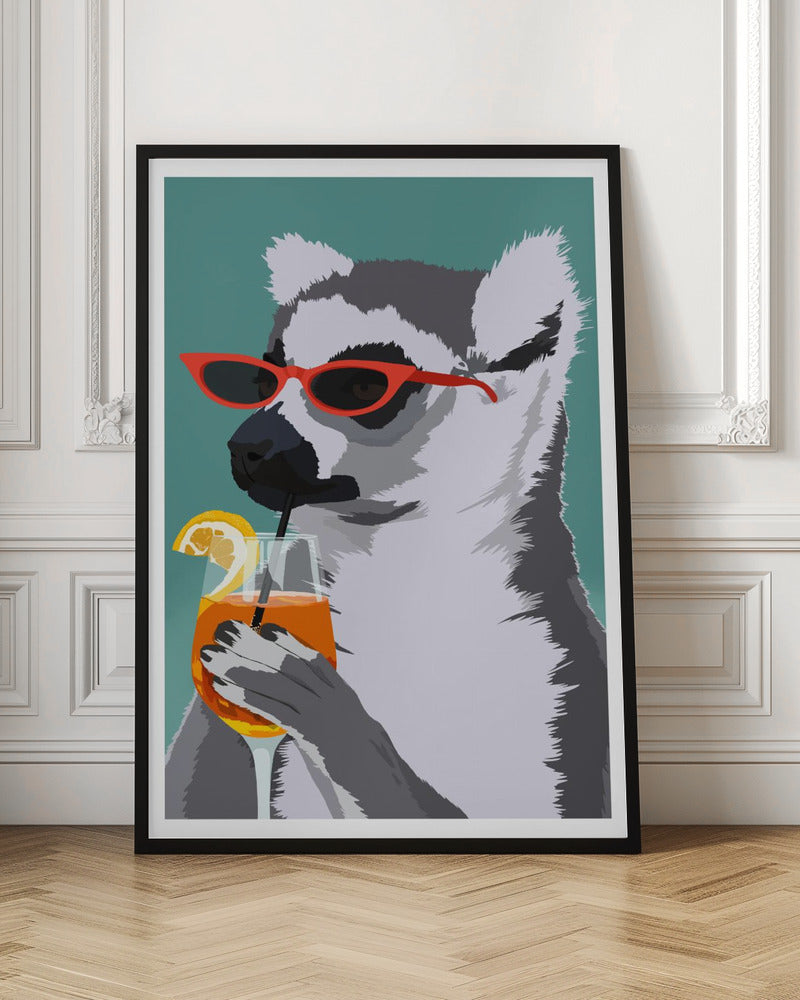 Jugdy Lemur with Drink Poster