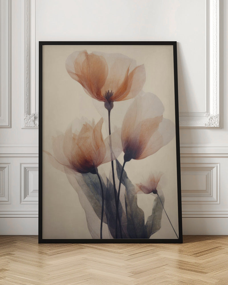 Parchment Flowers No 1 Poster