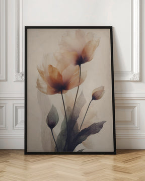 Parchment Flowers No 3 Poster