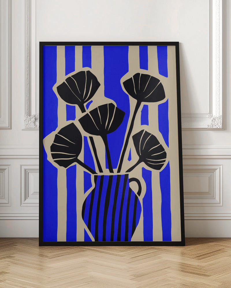 Striped Still Life Blue Poster