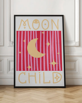 Pink and Red Moon Child Poster