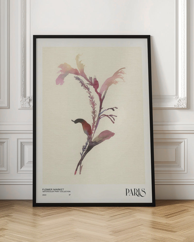 Watercolor print collection. Flower market - Paris Poster