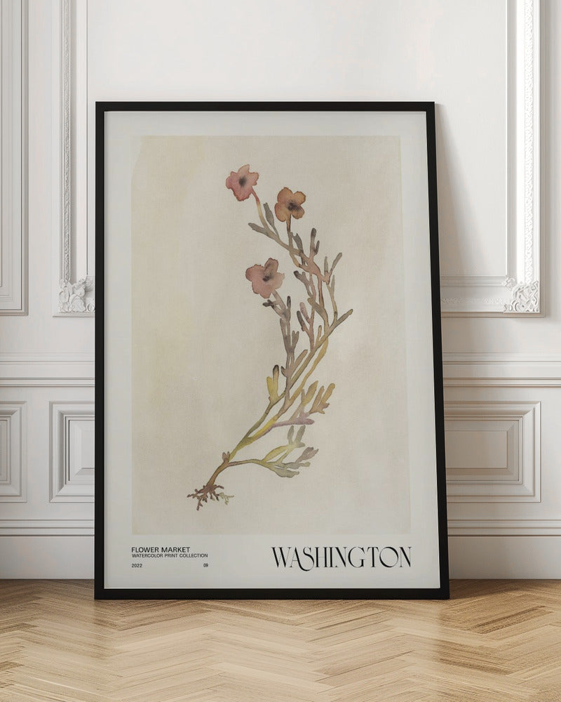 Watercolor print collection. Flower market - Washington Poster