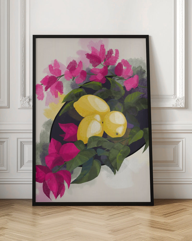 Bougainvillea and lemons Poster