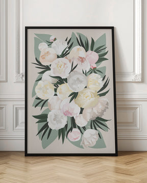 Dara bouquet with leaves and peonies Poster