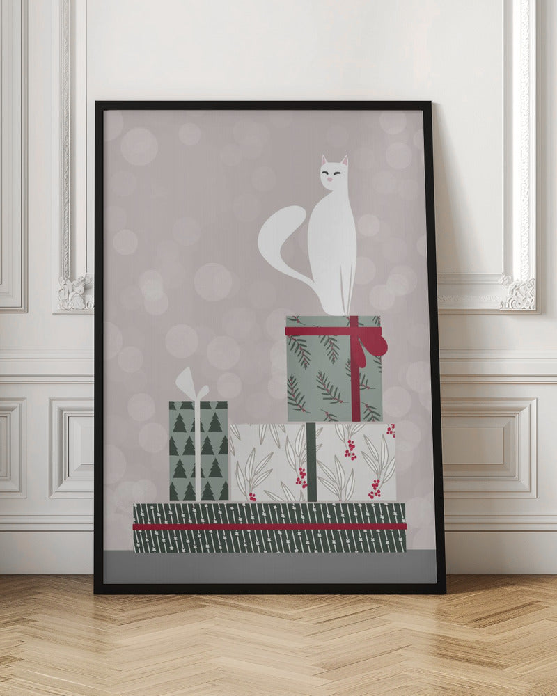 Retro cat and gifts Poster