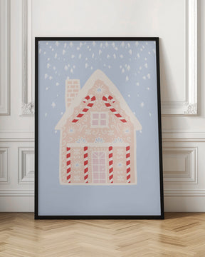 Blue Gingerbread House Poster