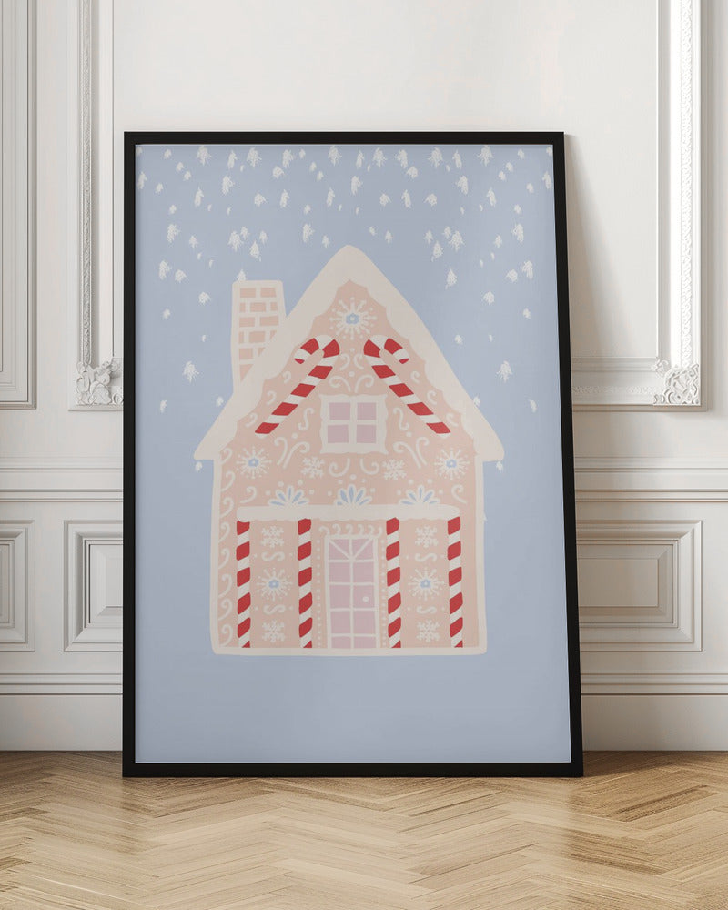 Blue Gingerbread House Poster