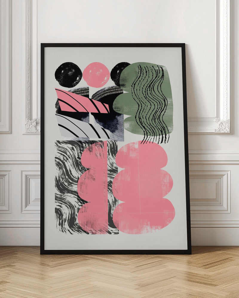 Abstract Shape Collage In Pink Poster