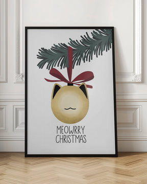 Meowrry Christmas bauble (gold, white) Poster