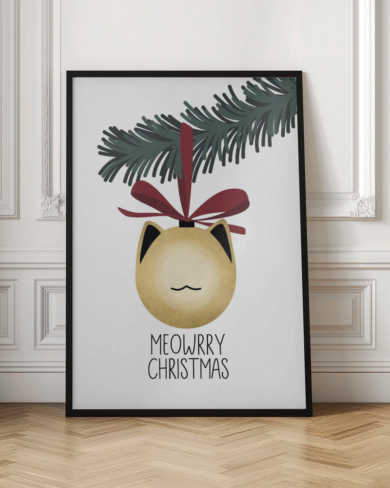 Meowrry Christmas bauble (gold, white) Poster