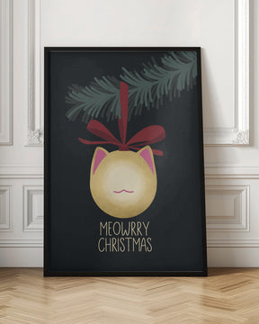 Meowrry Christmas bauble (black, gold) Poster